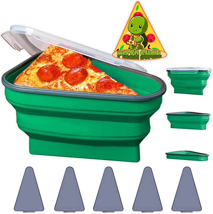 Pizza Storage Container with Silicone, Expandable and Collapsible Pizza  Container with 5 Microwavable Serving Trays, Pizza Holder Reusable and Save  Space, Pizza Slice Container for Leftover