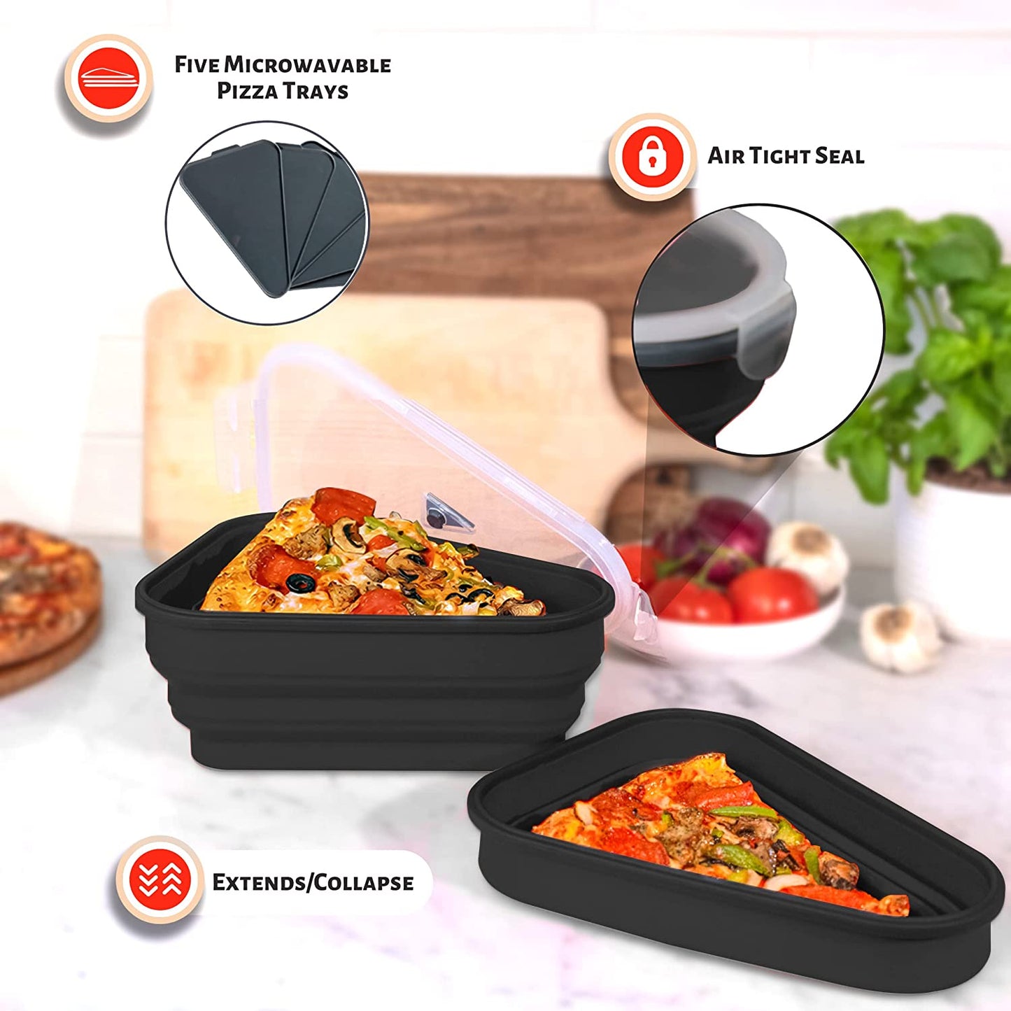 Expandable Pizza Storage Container, Collapsible Pizza Container with 5 —  CHIMIYA